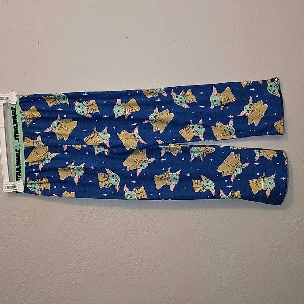 Star Wars Kids Blue Pajama Bottoms with Baby Yoda Design - Boys Size Large 10-12 - Picture 2 of 3